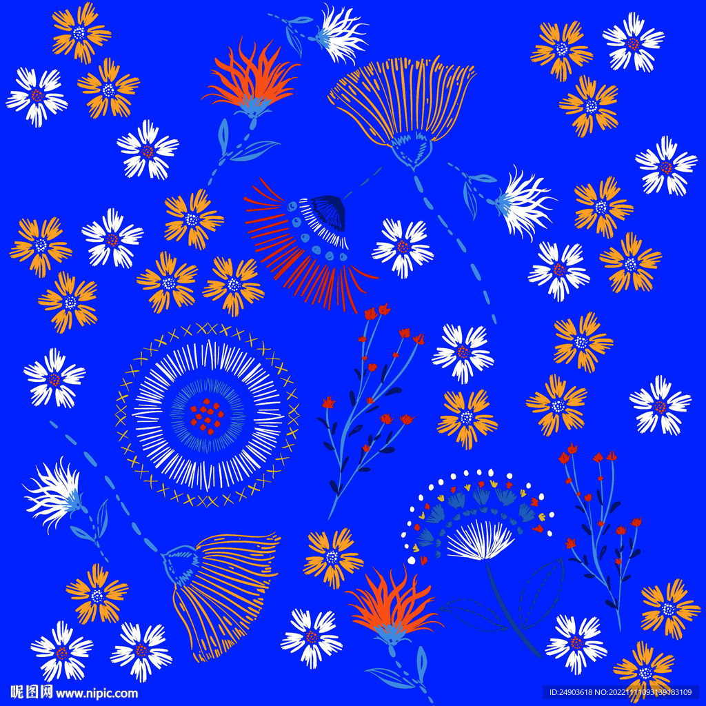 大牌多彩几何碎花