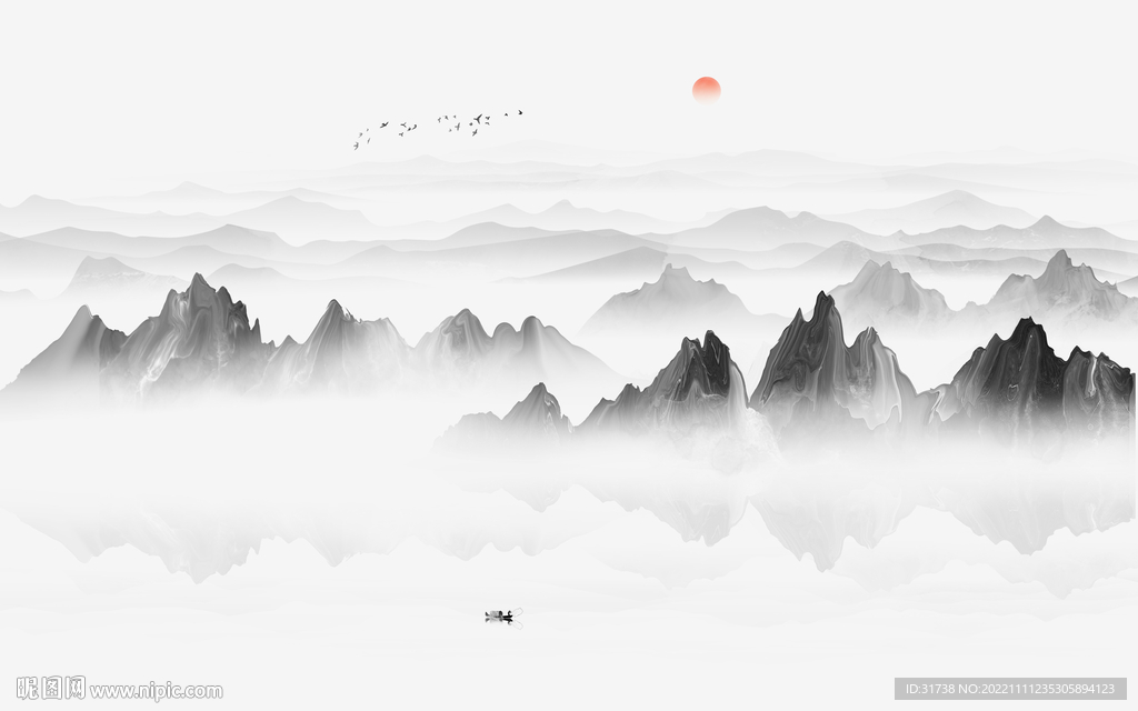 抽象水墨山水画