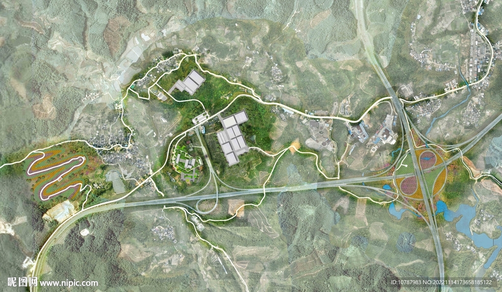 乡村规划产业园彩色平面分层图