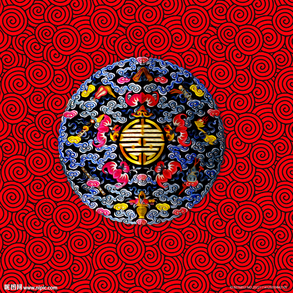 潮海祥云万福祥瑞仿皇室抱枕