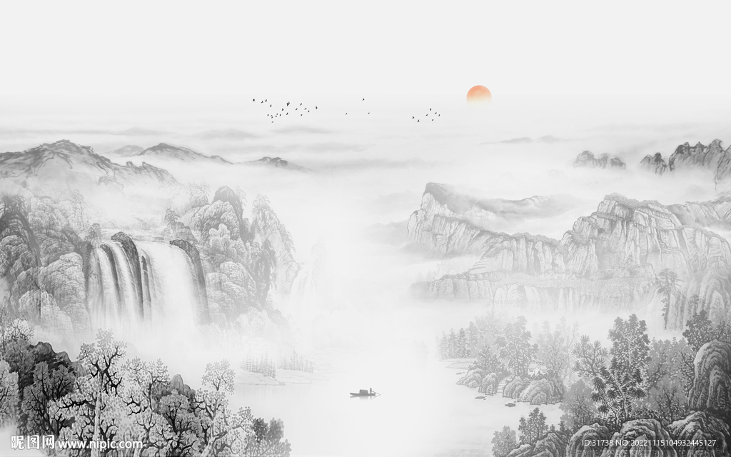 最新意境客厅山水画