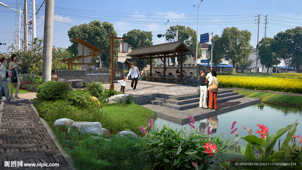 乡村滨水小游园效果图