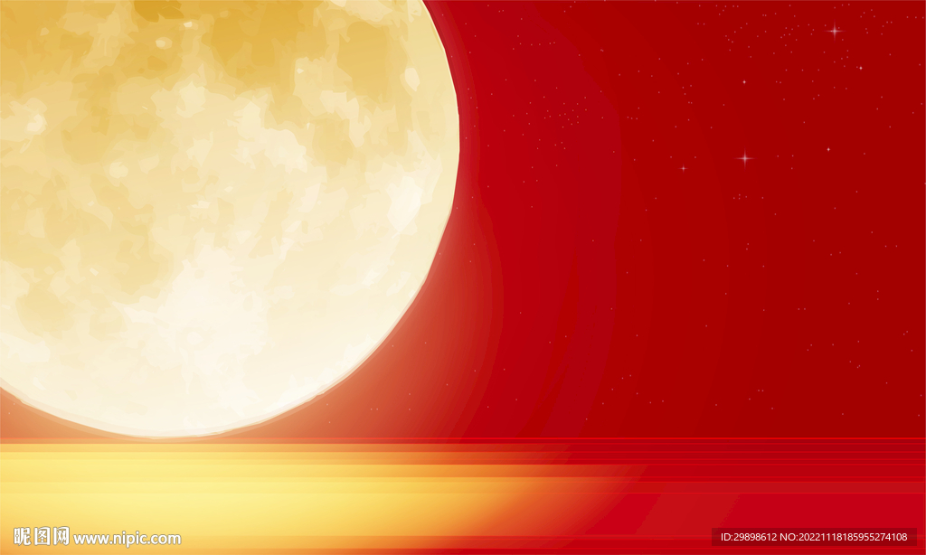 红色喜庆大气金色月亮中秋升明月
