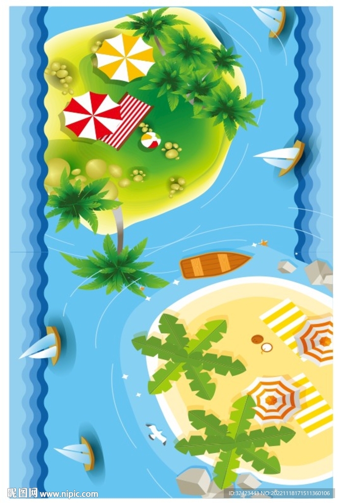 海岛沙滩椰子树