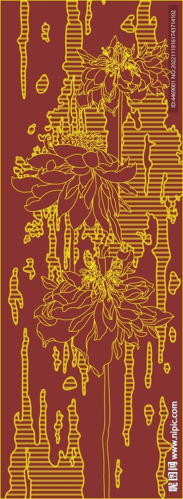 欧式牡丹荷花图