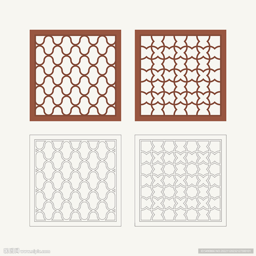 正方形窗花格 花窗 中式图案
