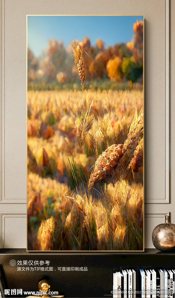 北欧秋色田园风光小麦风景装饰画