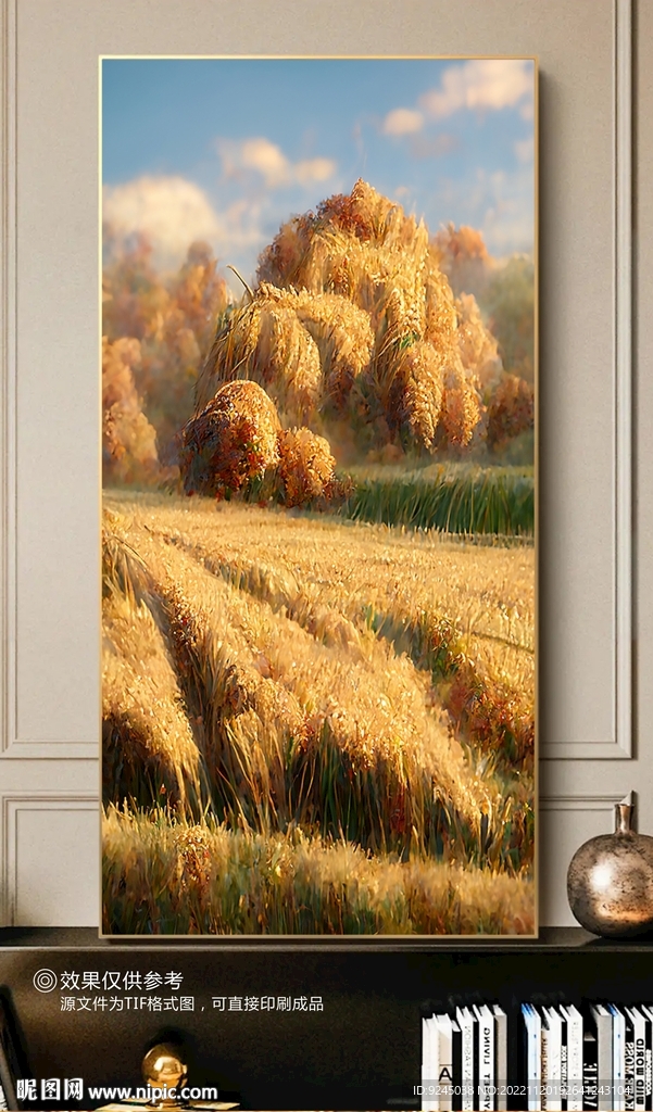 北欧秋色田园风光小麦风景装饰画