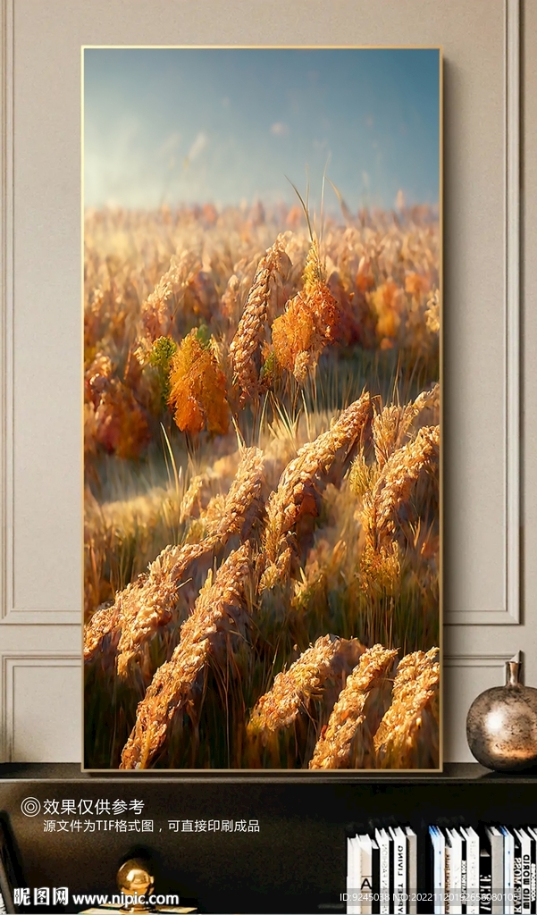 北欧秋色田园风光小麦风景装饰画
