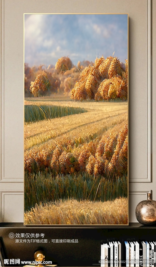 北欧秋色田园风光小麦风景装饰画