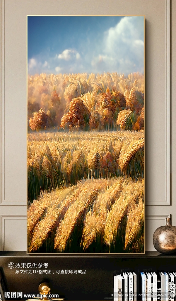北欧秋色田园风光小麦风景装饰画