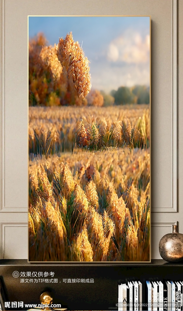 北欧秋色田园风光小麦风景装饰画