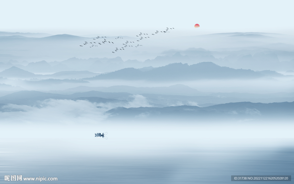 现代水墨山水画