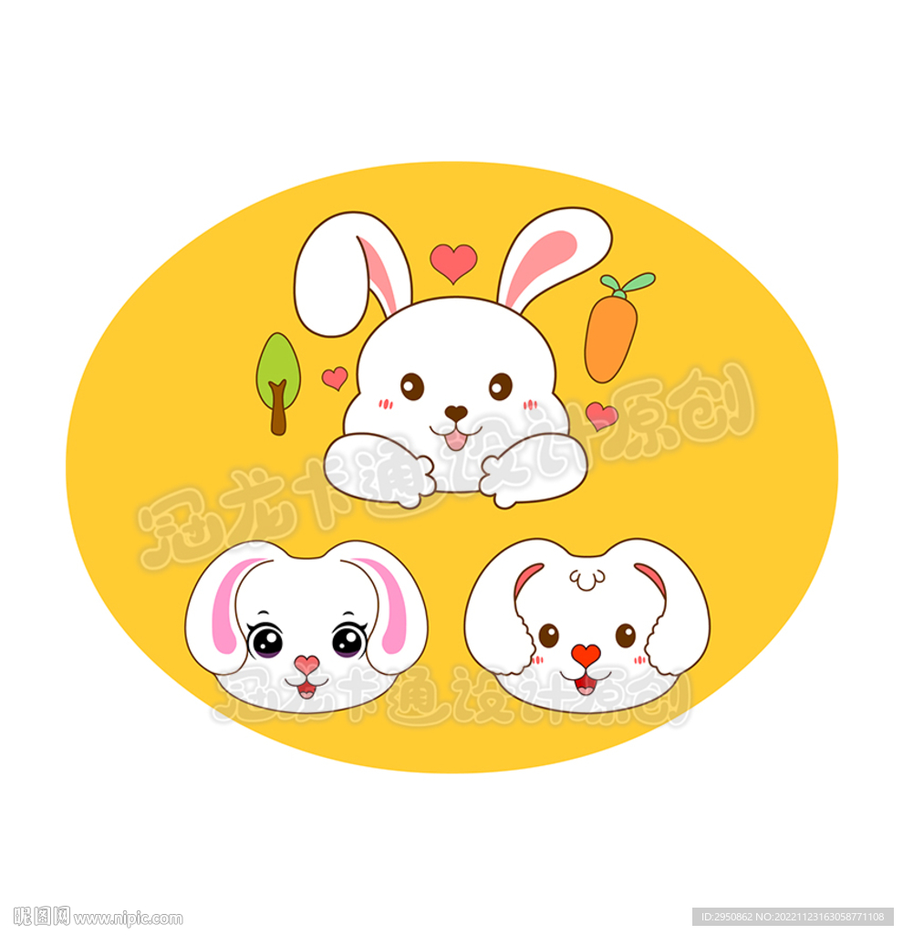 卡通可爱兔子头像矢量插图
