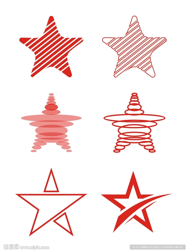 矢量五角星形线条图标元素