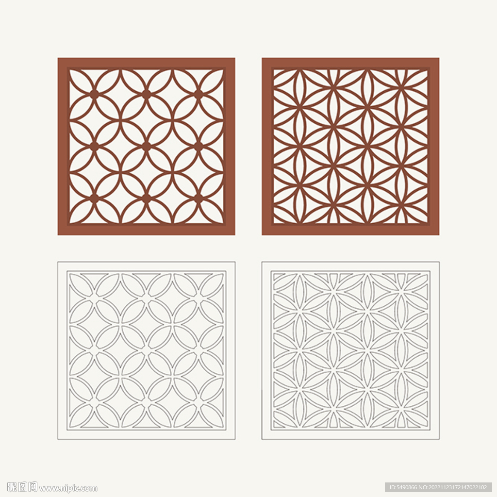 正方形窗花格 花窗 中式图案