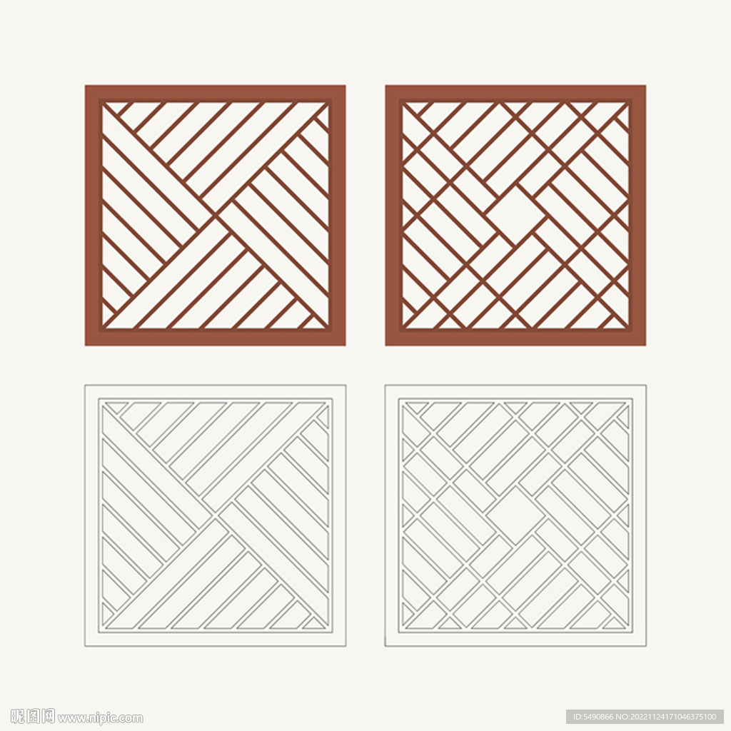 正方形窗花格 花窗 中式图案