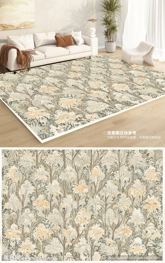 复古美式花纹卧室客厅地毯地垫