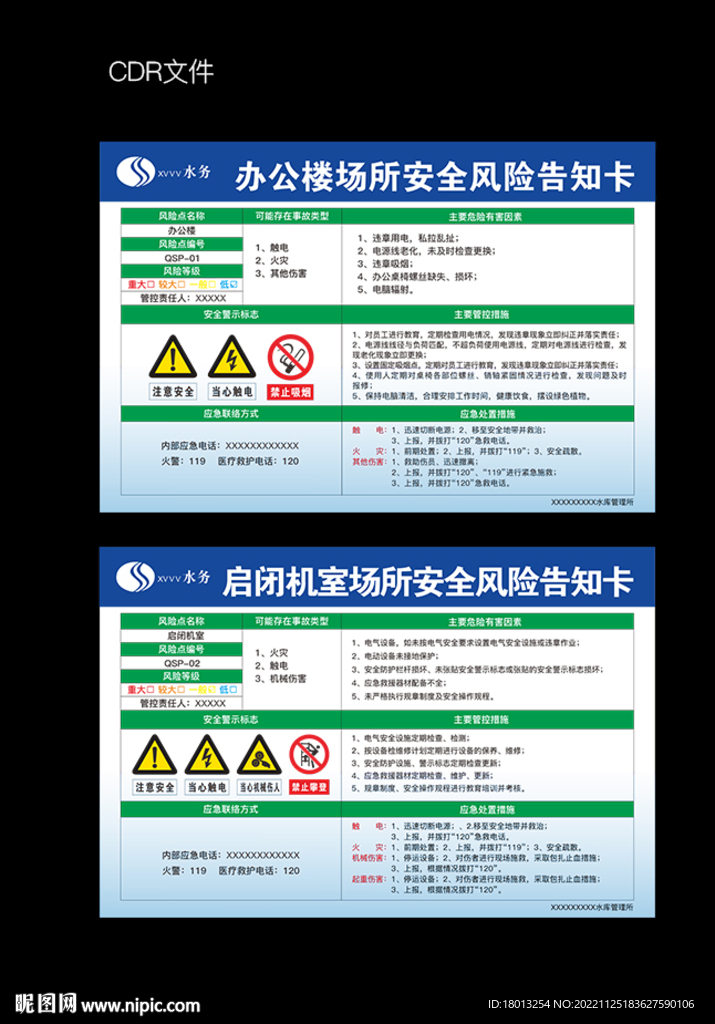 水库安全风险告知卡