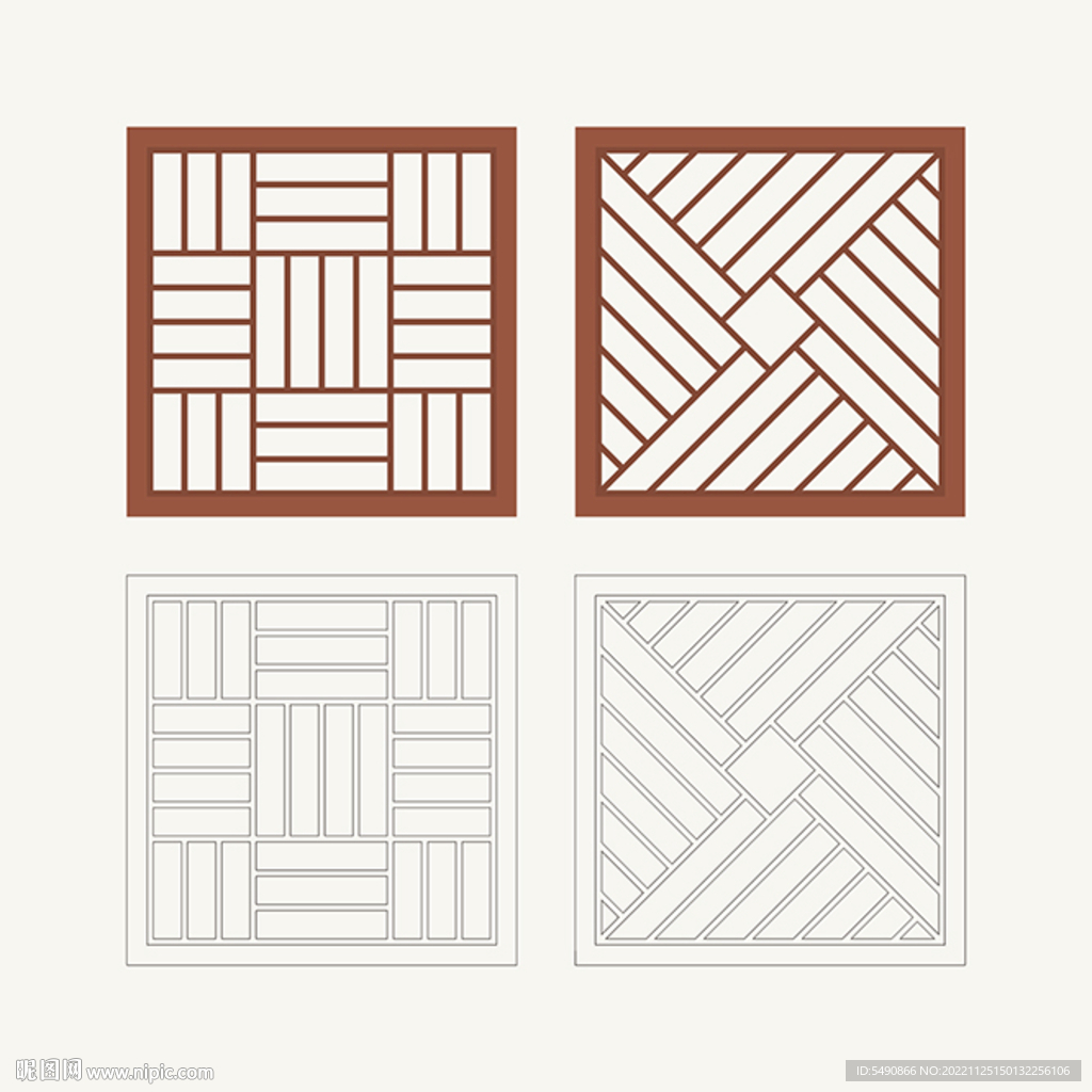 正方形窗花格 花窗 中式图案