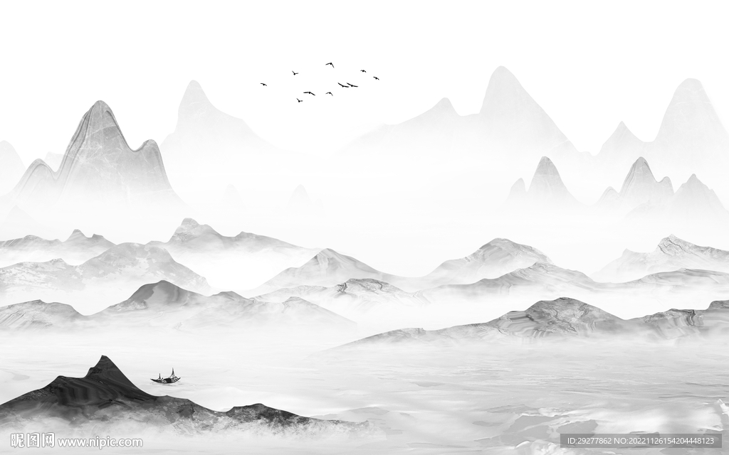 高雅 大气灰色山水 TIf分层