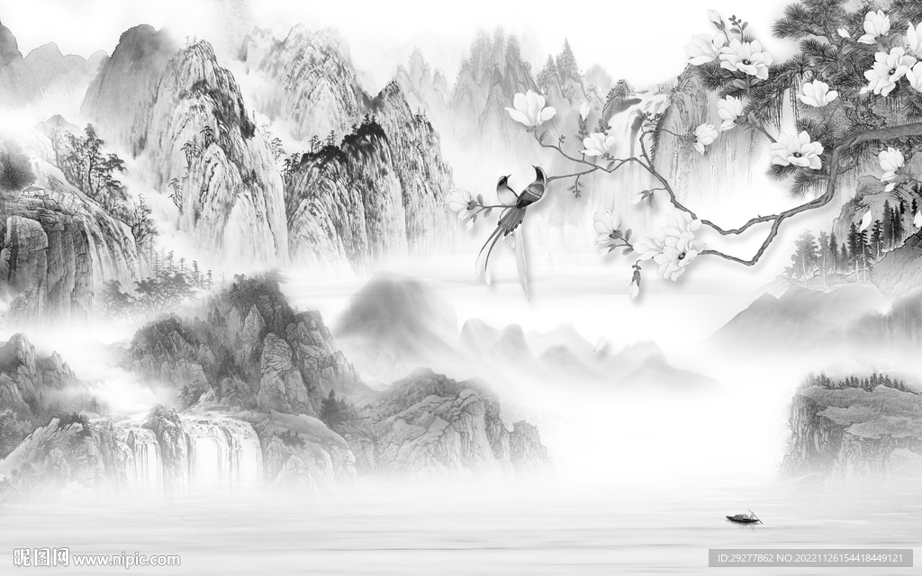 极简 大气灰色山水 TIf分层