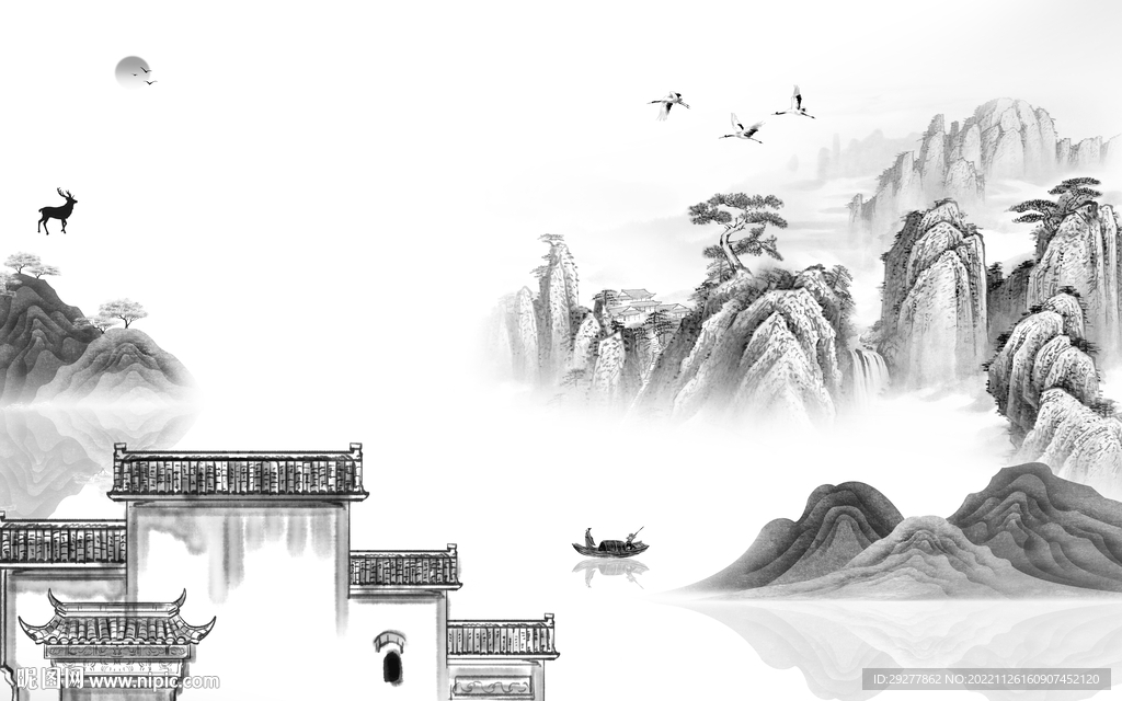 大气 高端灰色山水 tIf分层