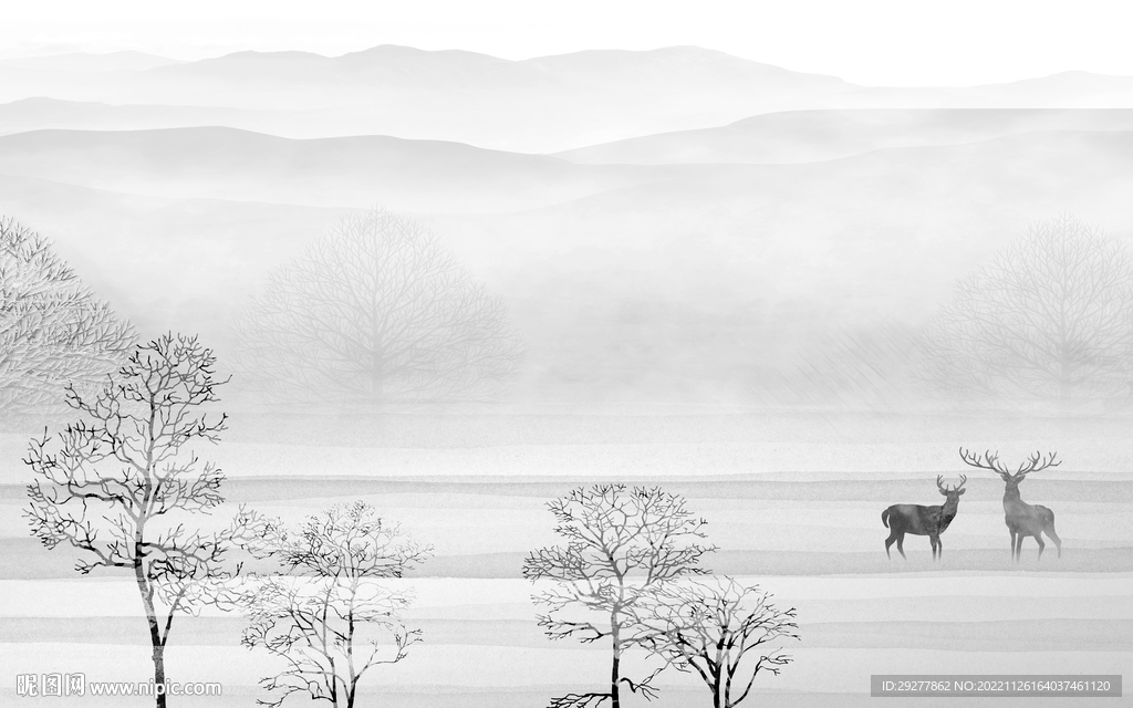 高雅 最新灰色山水 tIf分层