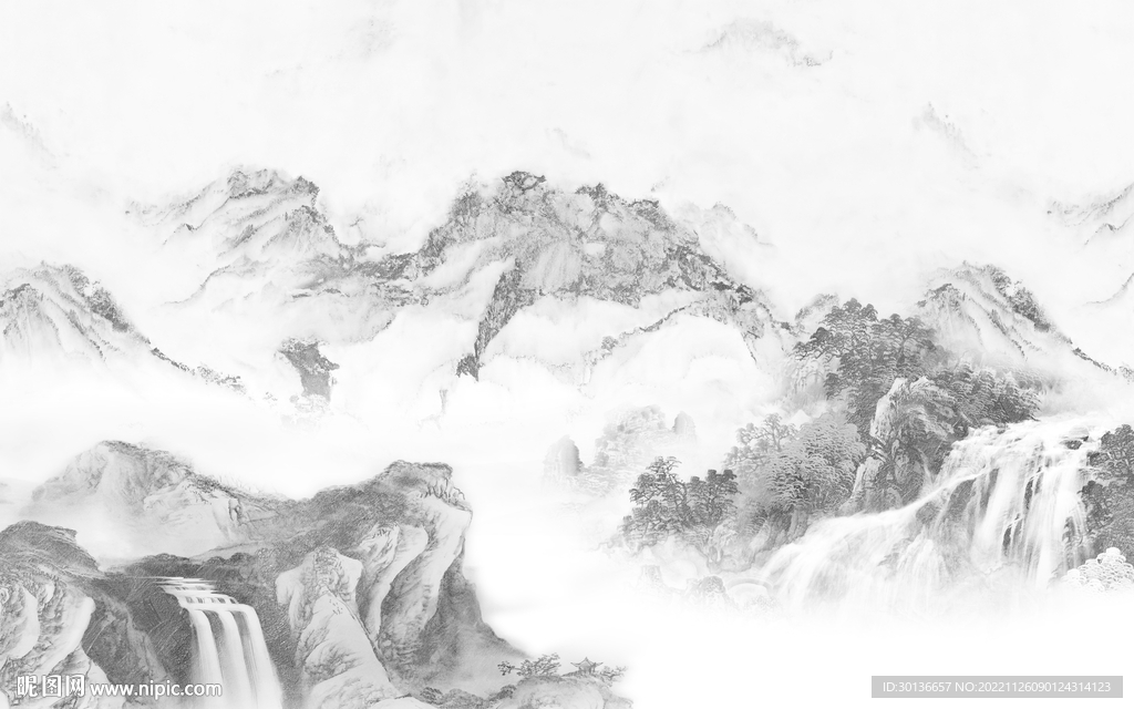 新品 最新现代山水 Tif分层