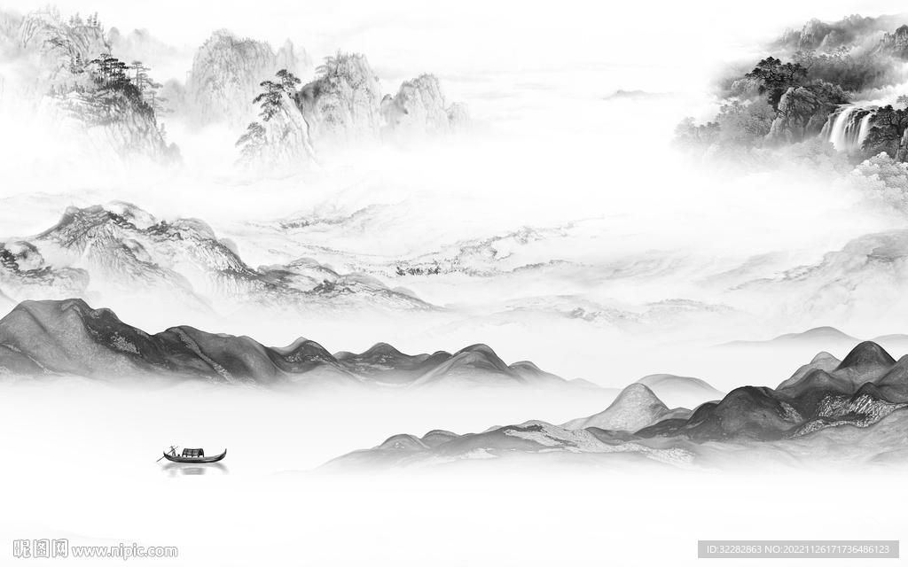 人气 新款灰色山水 tIF分层