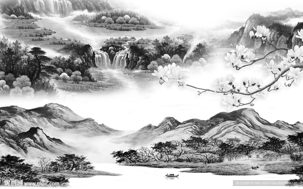 电视沙发最新山水 tif分层画