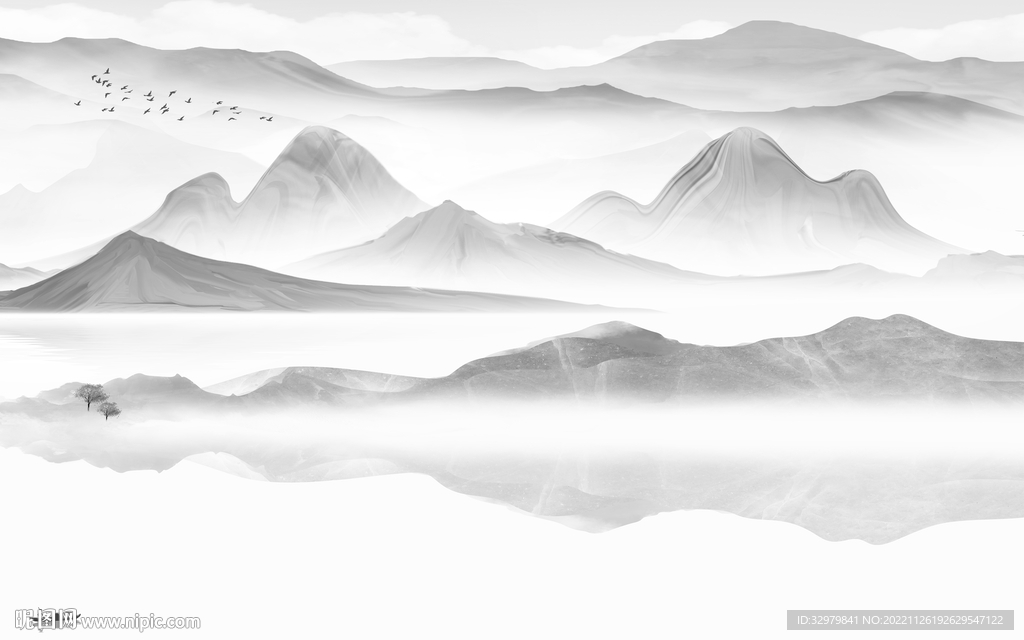 简约 意境新款山水 Tif分层