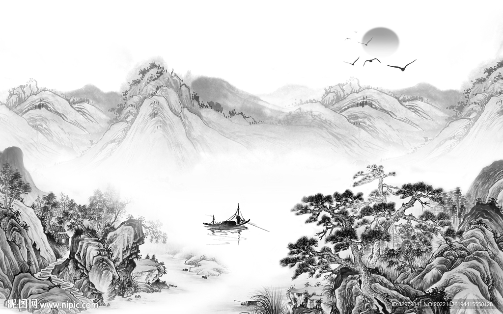 中国风新款沙发山水 Tif分层