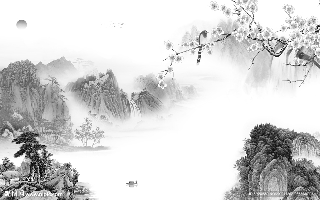 简约 高雅风景山水 tif分层