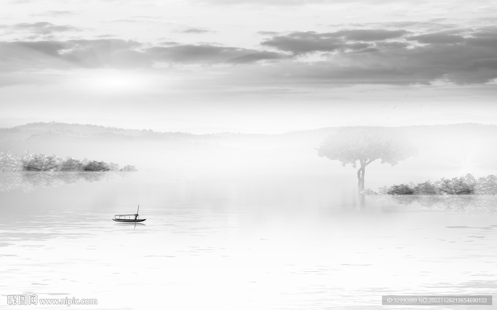 清晰 极简灰色山水 tif分层