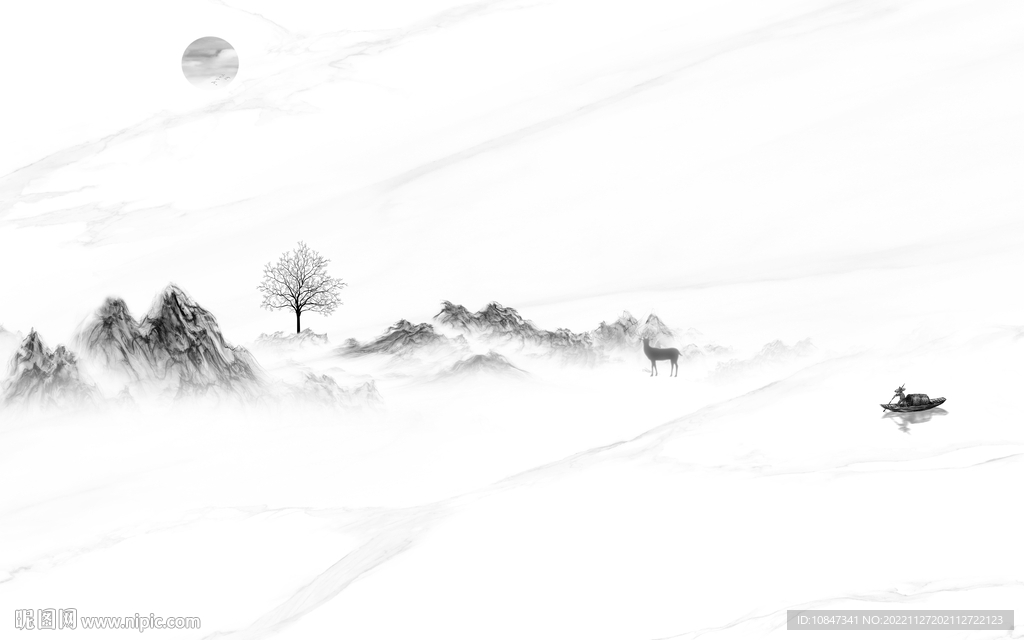 客厅 极简灰色山水 tIf分层