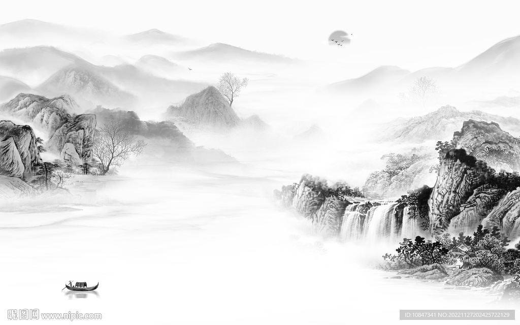 爆款 极简灰色山水 tIf分层