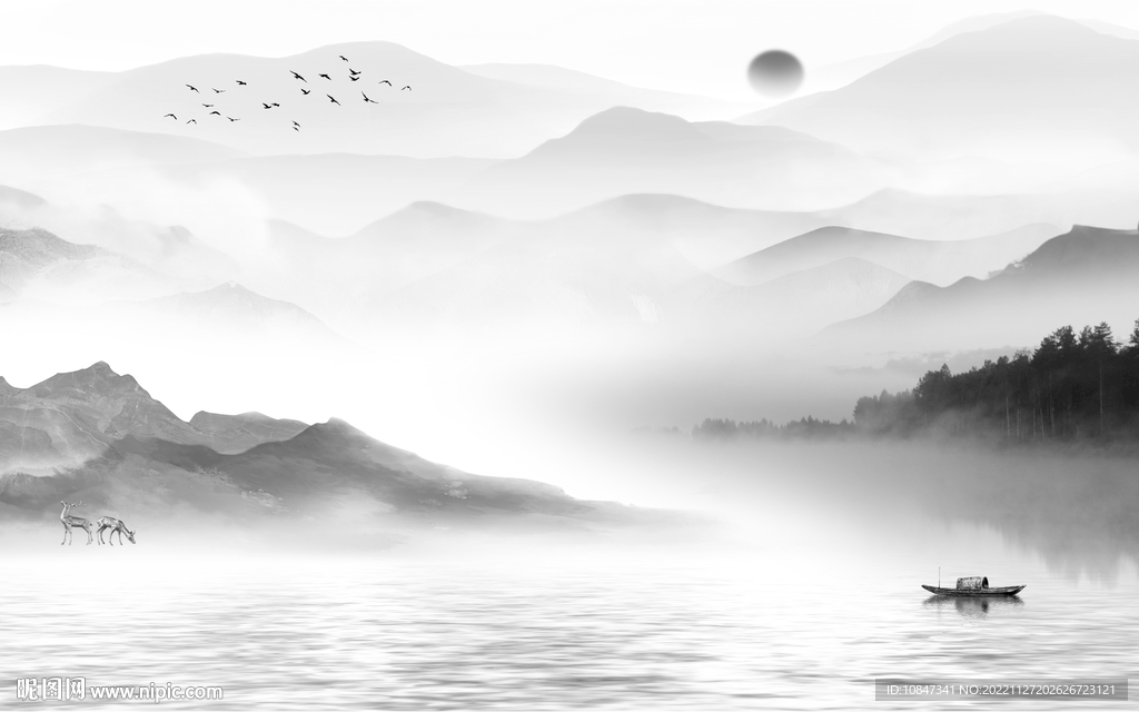 新款 极简灰色山水 tIf分层