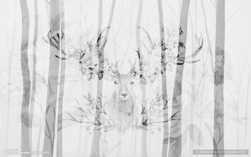 欧式 灰色装饰画 TIF分层 