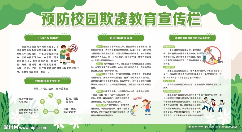预防校园欺凌展板