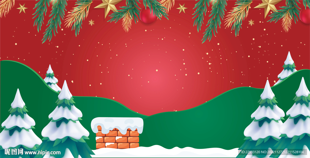 红蓝背景雪松圣诞