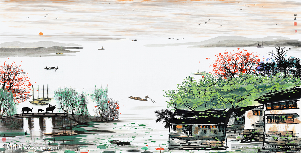 意境水墨山水画