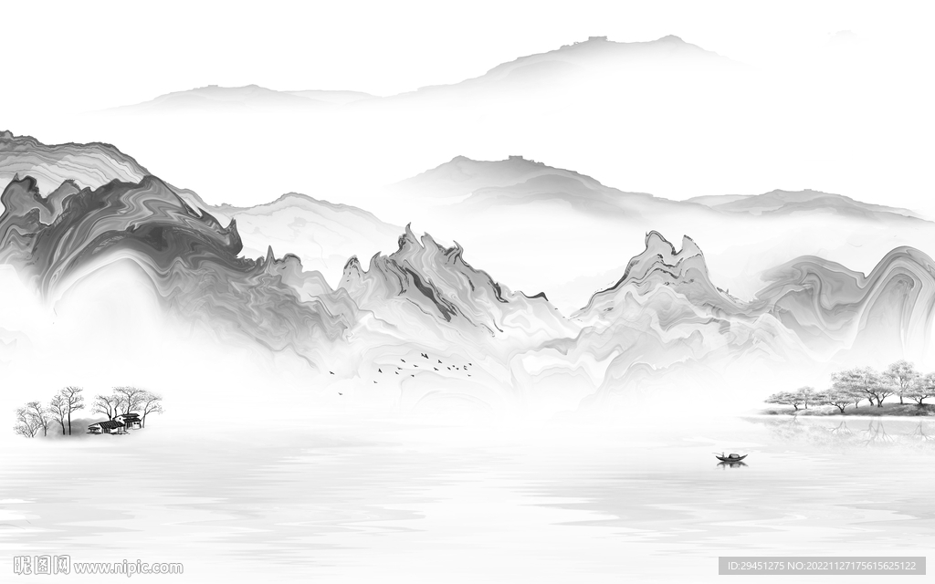 别墅 高清灰色山水 TiF分层