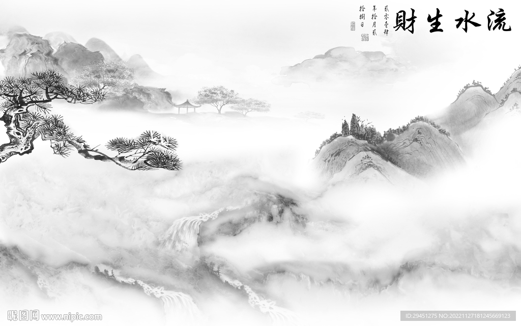 大气 灰色新山水画 TiF分层