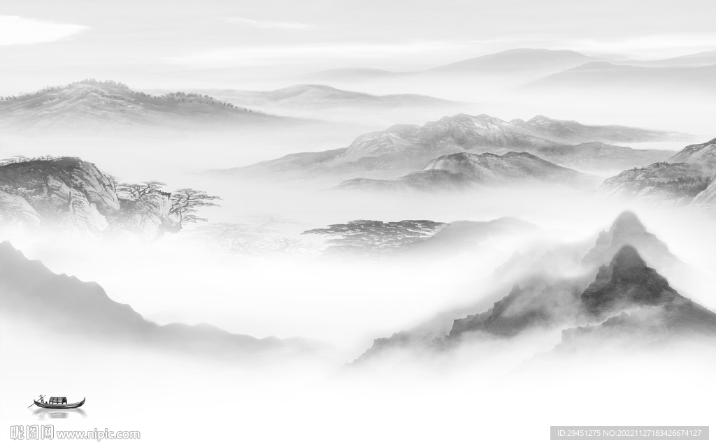 新品 高清灰色山水 TiF分层