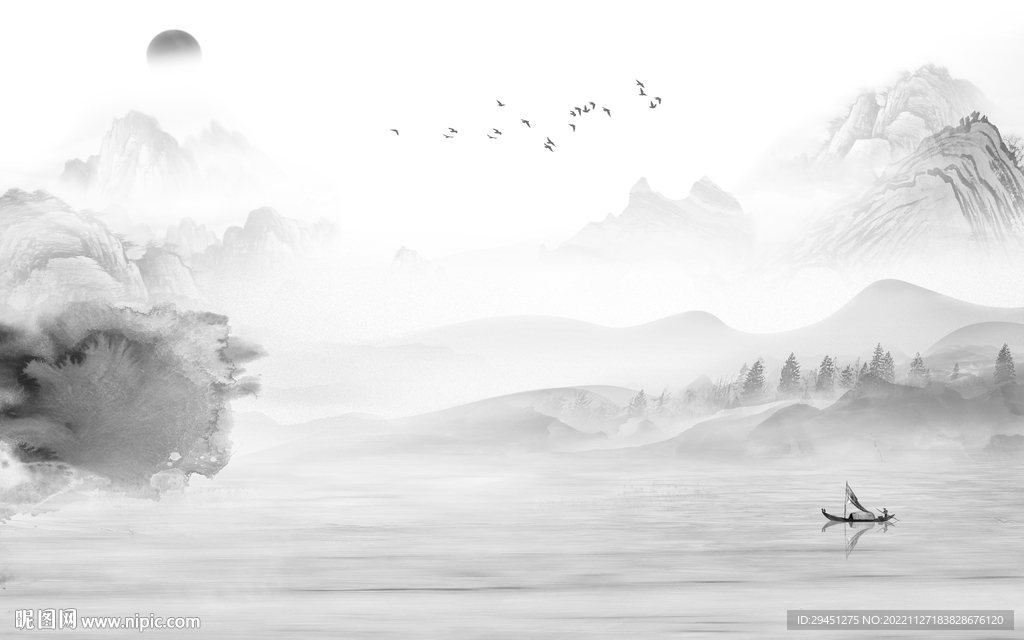 最新 灰色新山水画 TiF分层