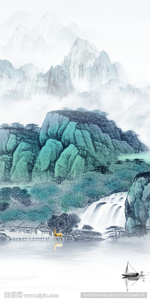 高档 别墅山水玄关 TIf分层