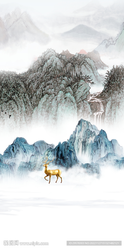 高清 别墅山水玄关 TIf分层