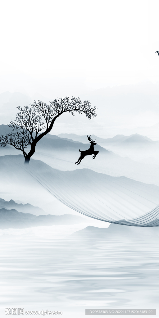 人气 别墅山水玄关 TIf分层