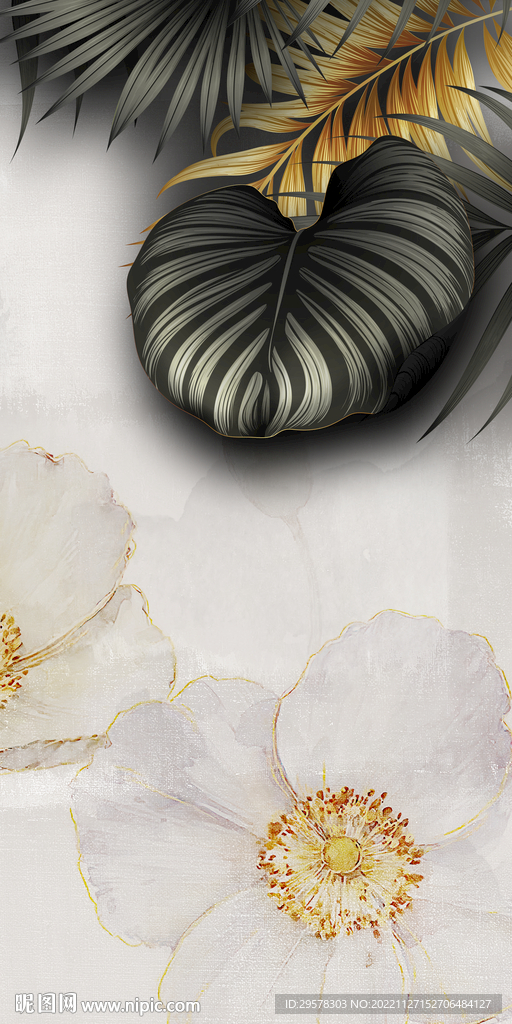 叶子 北欧玄关挂画 TIF分层